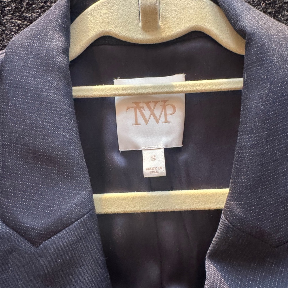 TWP Mo Wool-Blend Oversized Blazer Indigo Charcoal Pinstripe Size S New w/o Tags - Picture 3 of 10